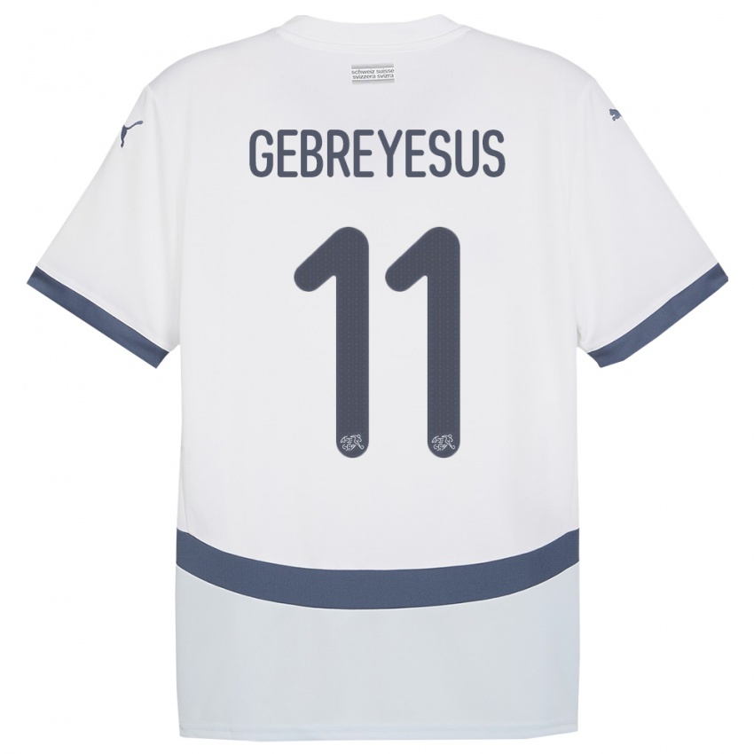 Damen Schweiz Esey Gebreyesus #11 Weiß Auswärtstrikot Trikot 24-26 T-Shirt Schweiz