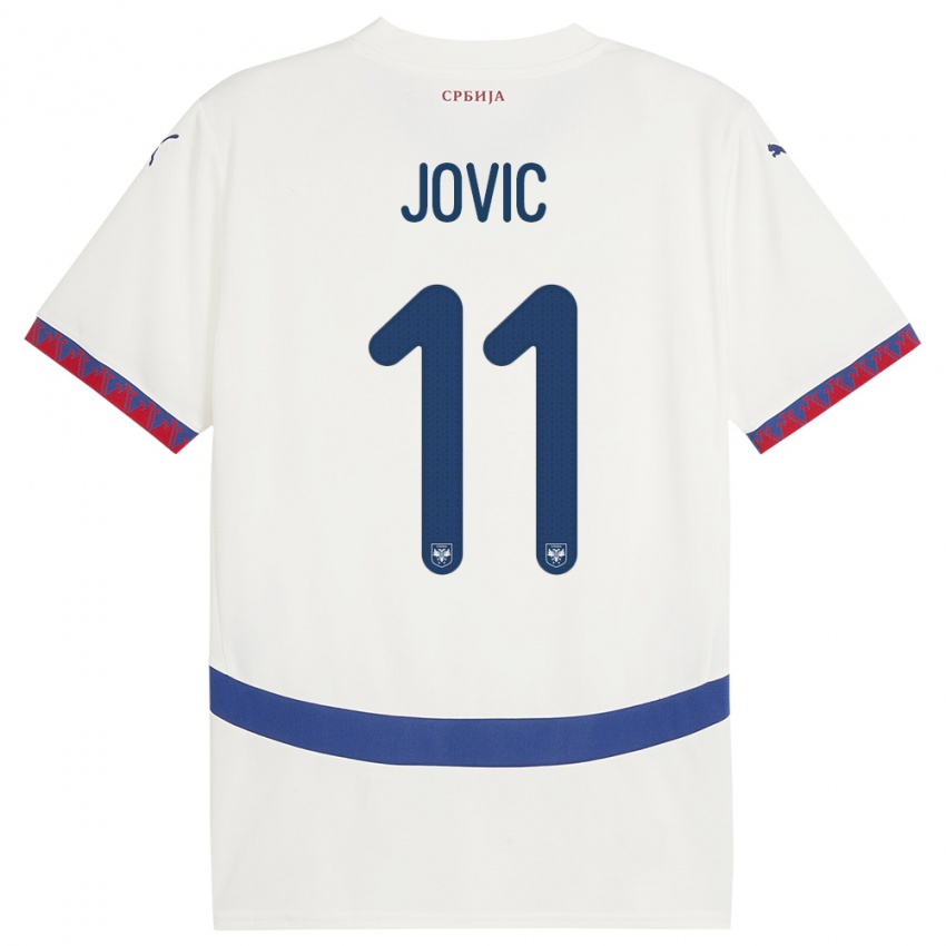Femme Maillot Serbie Luka Jovic #11 Blanc Tenues Extérieur 24-26 T-Shirt Suisse