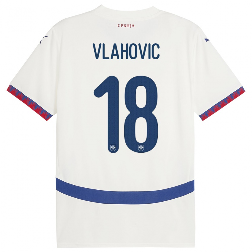 Damen Serbien Dusan Vlahovic #18 Weiß Auswärtstrikot Trikot 24-26 T-Shirt Schweiz