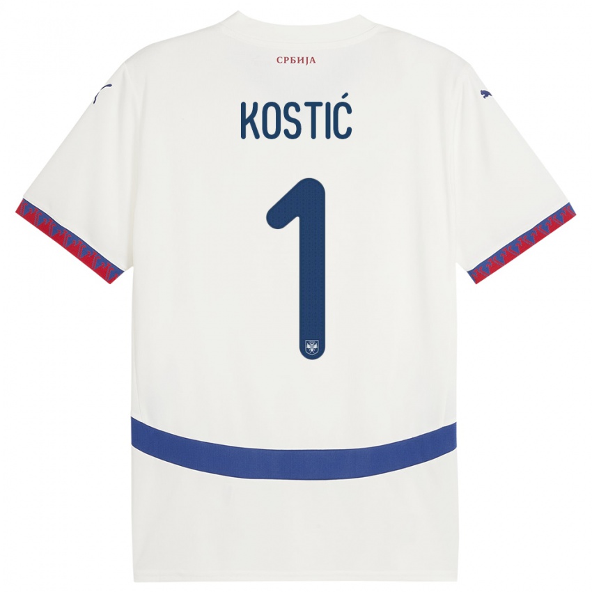 Damen Serbien Milica Kostic #1 Weiß Auswärtstrikot Trikot 24-26 T-Shirt Schweiz