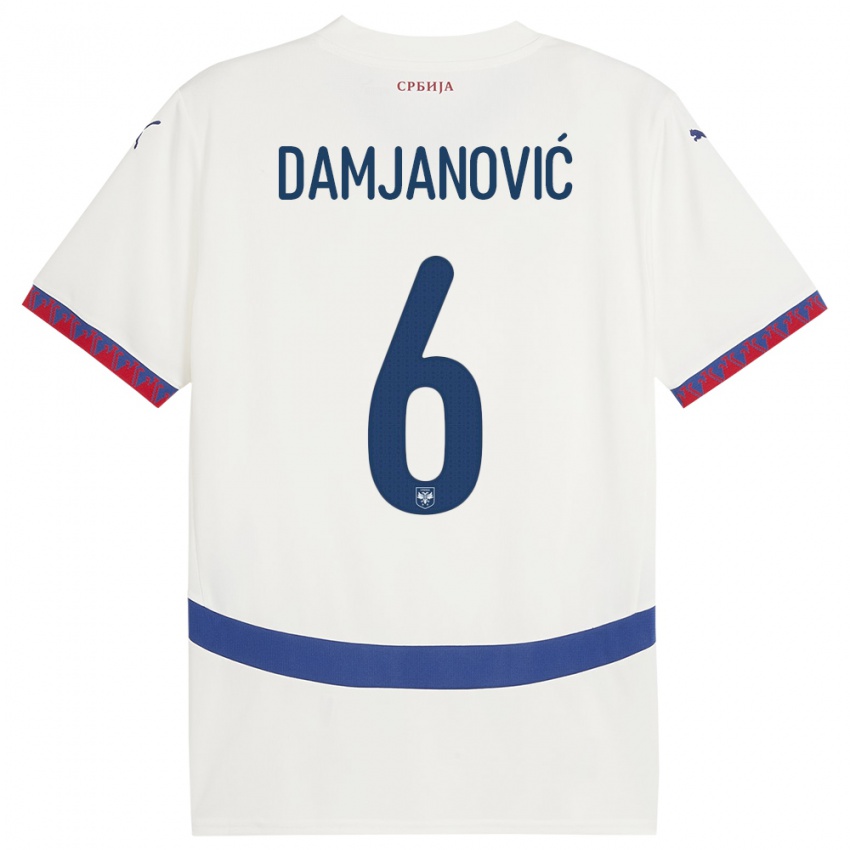 Damen Serbien Nevena Damjanovic #6 Weiß Auswärtstrikot Trikot 24-26 T-Shirt Schweiz