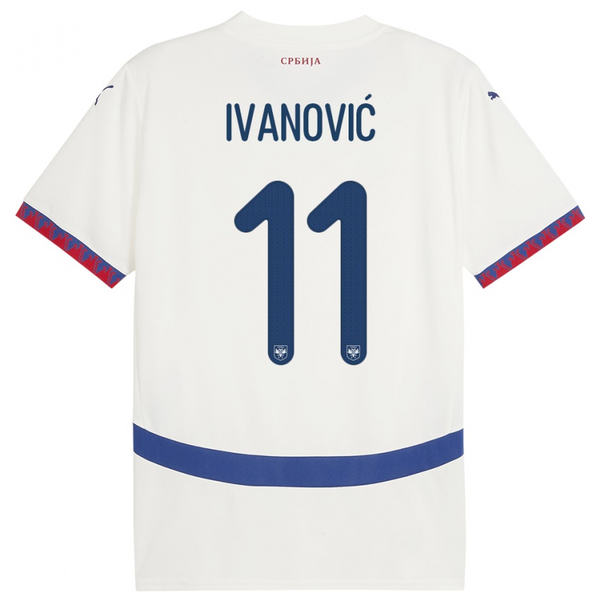 Damen Serbien Miljana Ivanovic #11 Weiß Auswärtstrikot Trikot 24-26 T-Shirt Schweiz