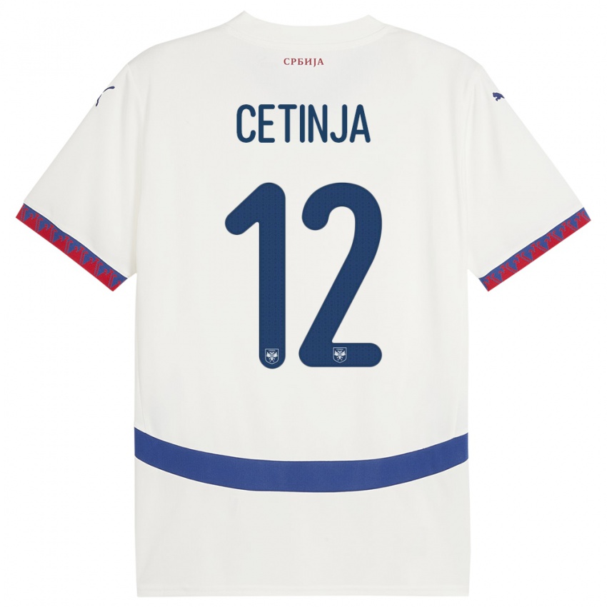Damen Serbien Sara Cetinja #12 Weiß Auswärtstrikot Trikot 24-26 T-Shirt Schweiz