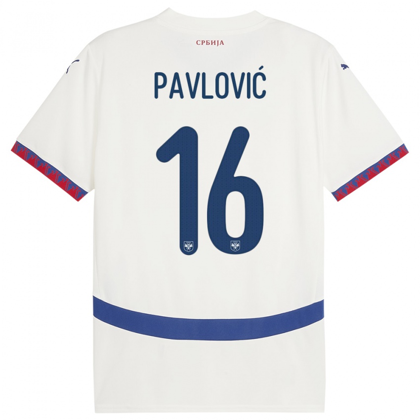 Femme Maillot Serbie Sara Pavlovic #16 Blanc Tenues Extérieur 24-26 T-Shirt Suisse