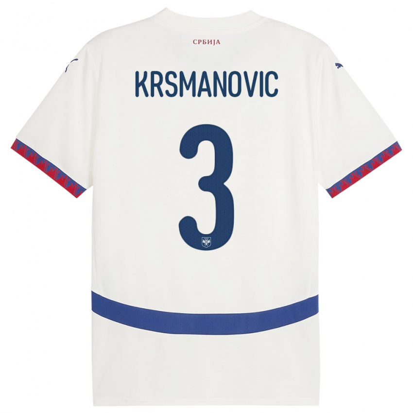 Damen Serbien Nemanja Krsmanovic #3 Weiß Auswärtstrikot Trikot 24-26 T-Shirt Schweiz