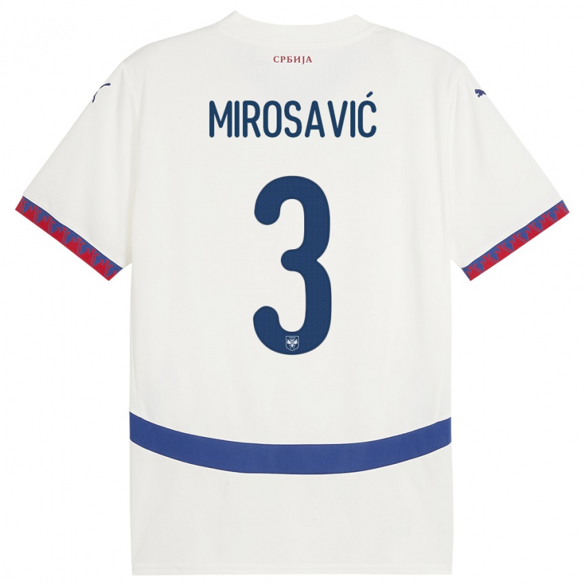 Damen Serbien Veljko Mirosavic #3 Weiß Auswärtstrikot Trikot 24-26 T-Shirt Schweiz