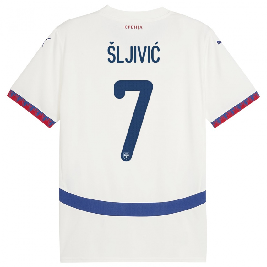 Femme Maillot Serbie Jovan Sljivic #7 Blanc Tenues Extérieur 24-26 T-Shirt Suisse