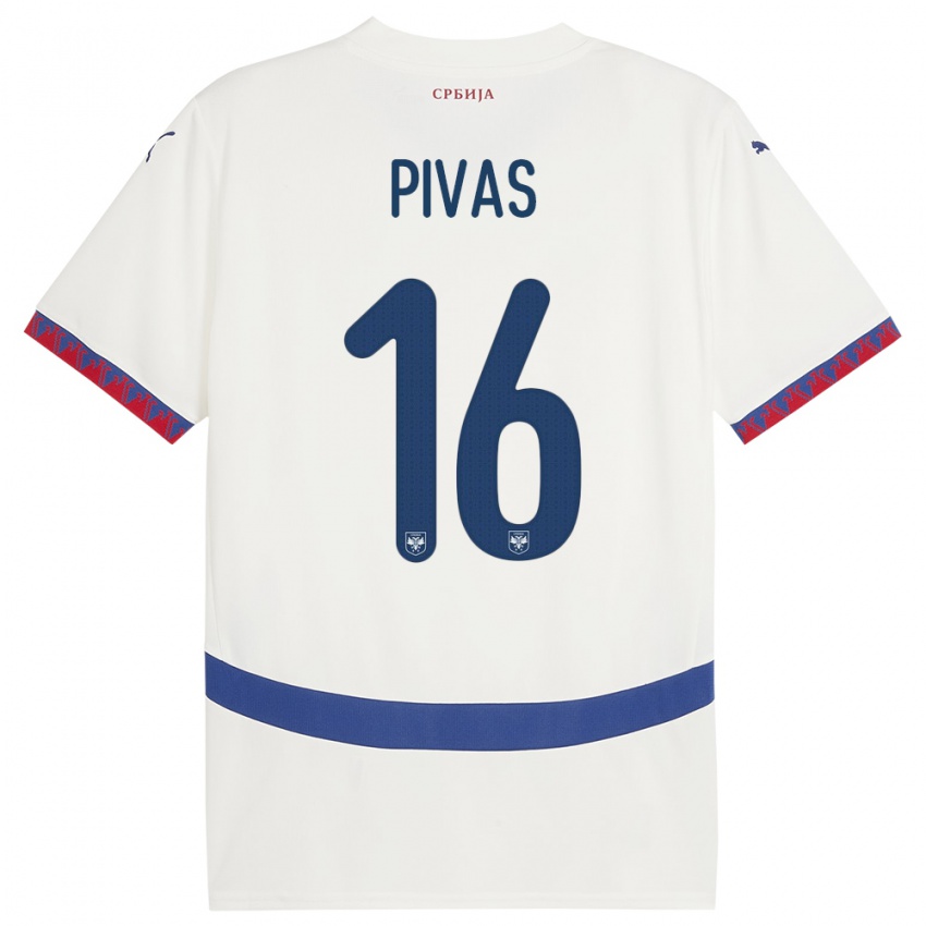Damen Serbien Miodrag Pivas #16 Weiß Auswärtstrikot Trikot 24-26 T-Shirt Schweiz