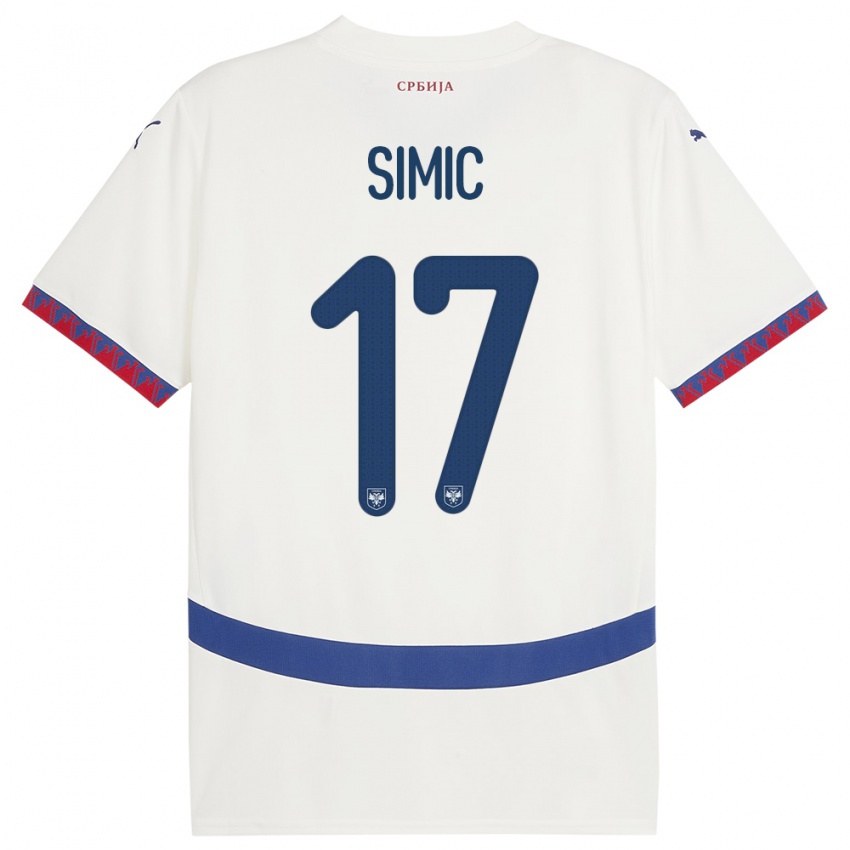 Damen Serbien Jan Carlo Simic #17 Weiß Auswärtstrikot Trikot 24-26 T-Shirt Schweiz