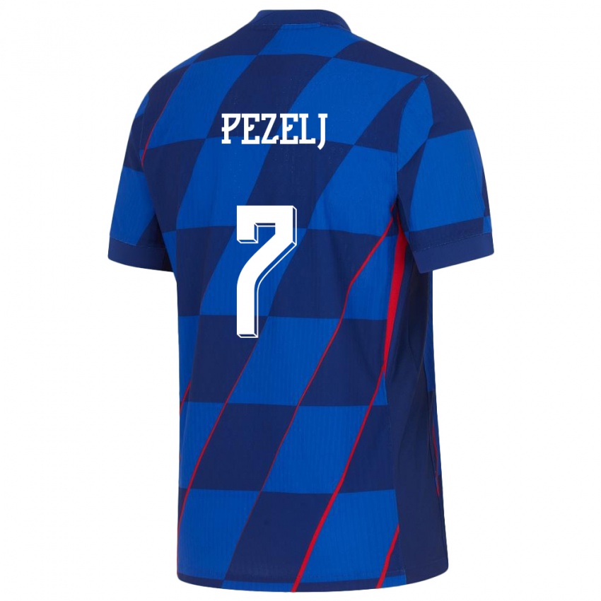 Damen Kroatien Petra Pezelj #7 Blau Auswärtstrikot Trikot 24-26 T-Shirt Schweiz