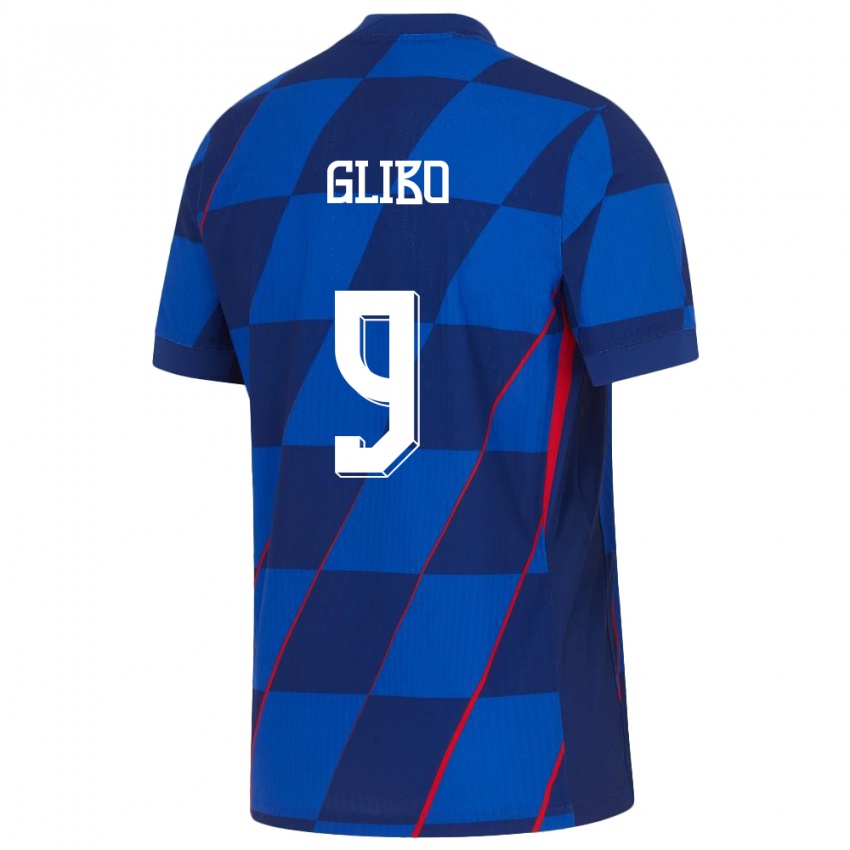 Damen Kroatien Andrea Glibo #9 Blau Auswärtstrikot Trikot 24-26 T-Shirt Schweiz