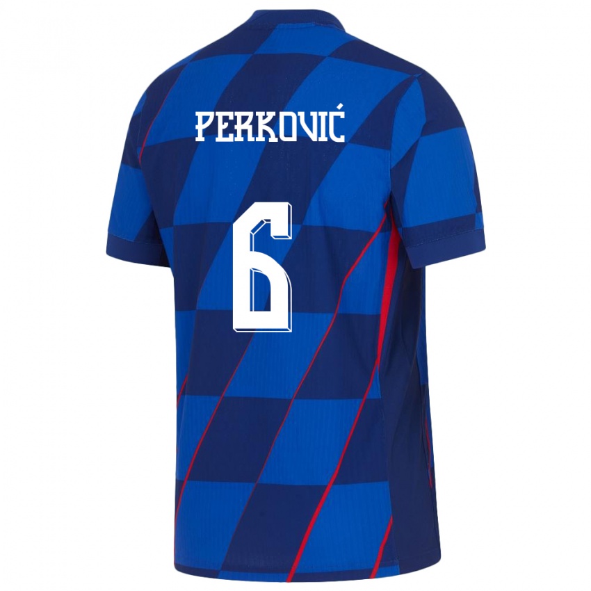 Damen Kroatien Mauro Perkovic #6 Blau Auswärtstrikot Trikot 24-26 T-Shirt Schweiz