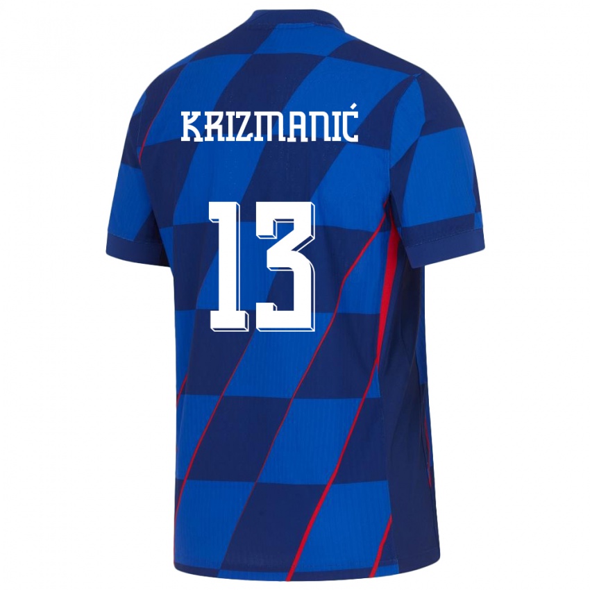 Femme Maillot Croatie Kresimir Krizmanic #13 Bleu Tenues Extérieur 24-26 T-Shirt Suisse