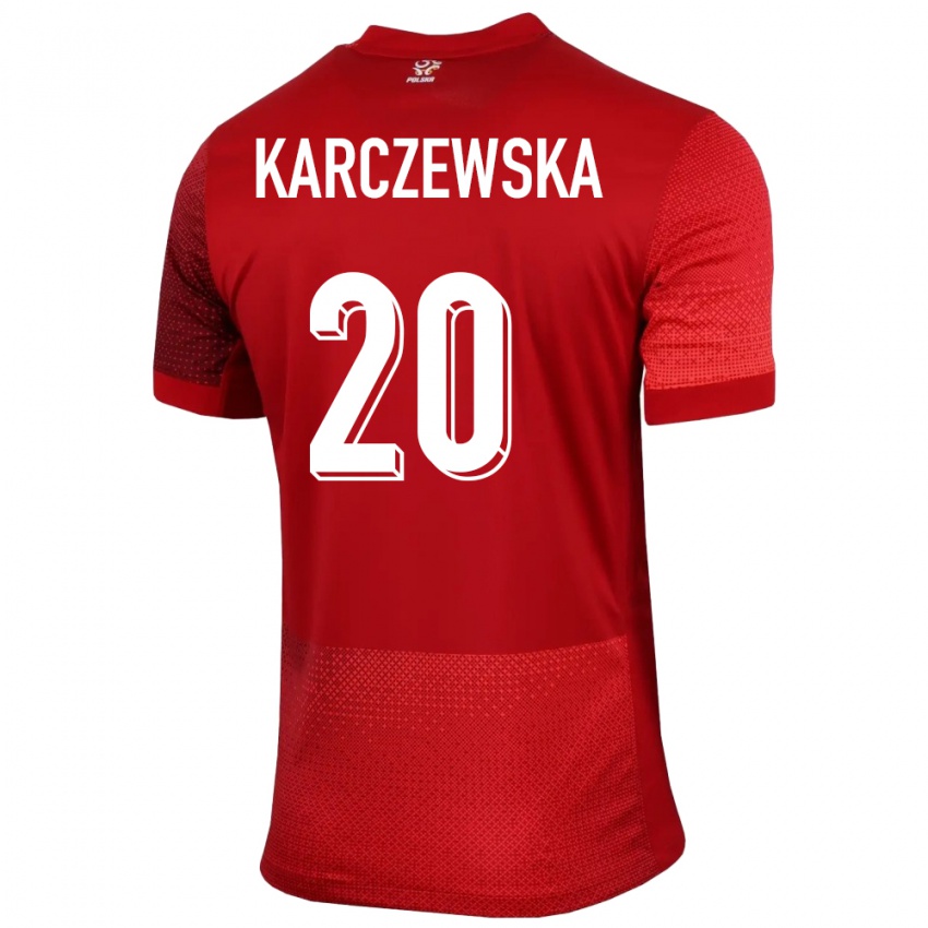 Damen Polen Nikola Karczewska #20 Rot Auswärtstrikot Trikot 24-26 T-Shirt Schweiz