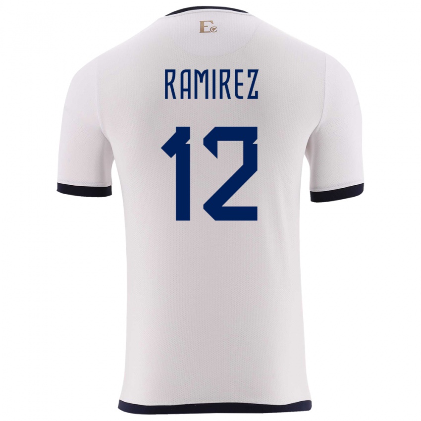 Damen Ecuador Moises Ramirez #12 Weiß Auswärtstrikot Trikot 24-26 T-Shirt Schweiz