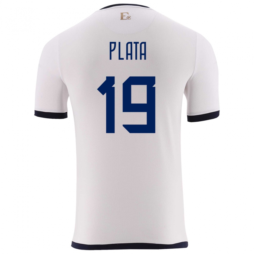 Damen Ecuador Gonzalo Plata #19 Weiß Auswärtstrikot Trikot 24-26 T-Shirt Schweiz