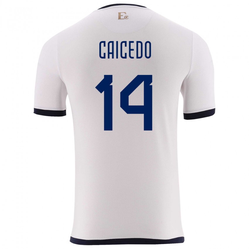 Damen Ecuador Carina Caicedo #14 Weiß Auswärtstrikot Trikot 24-26 T-Shirt Schweiz