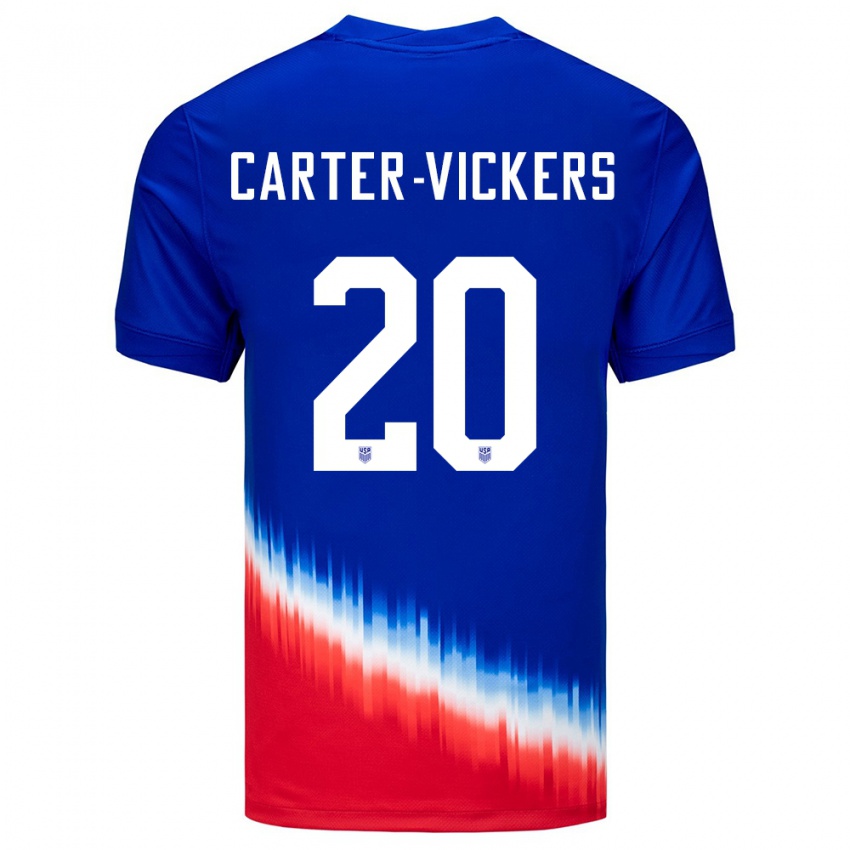 Damen Vereinigte Staaten Cameron Carter-Vickers #20 Blau Auswärtstrikot Trikot 24-26 T-Shirt Schweiz