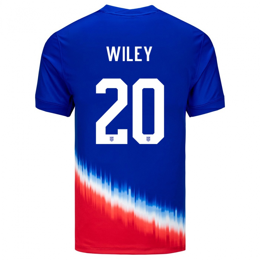 Damen Vereinigte Staaten Caleb Wiley #20 Blau Auswärtstrikot Trikot 24-26 T-Shirt Schweiz