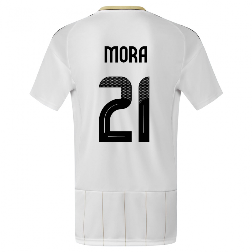 Damen Costa Rica Carlos Mora #21 Weiß Auswärtstrikot Trikot 24-26 T-Shirt Schweiz