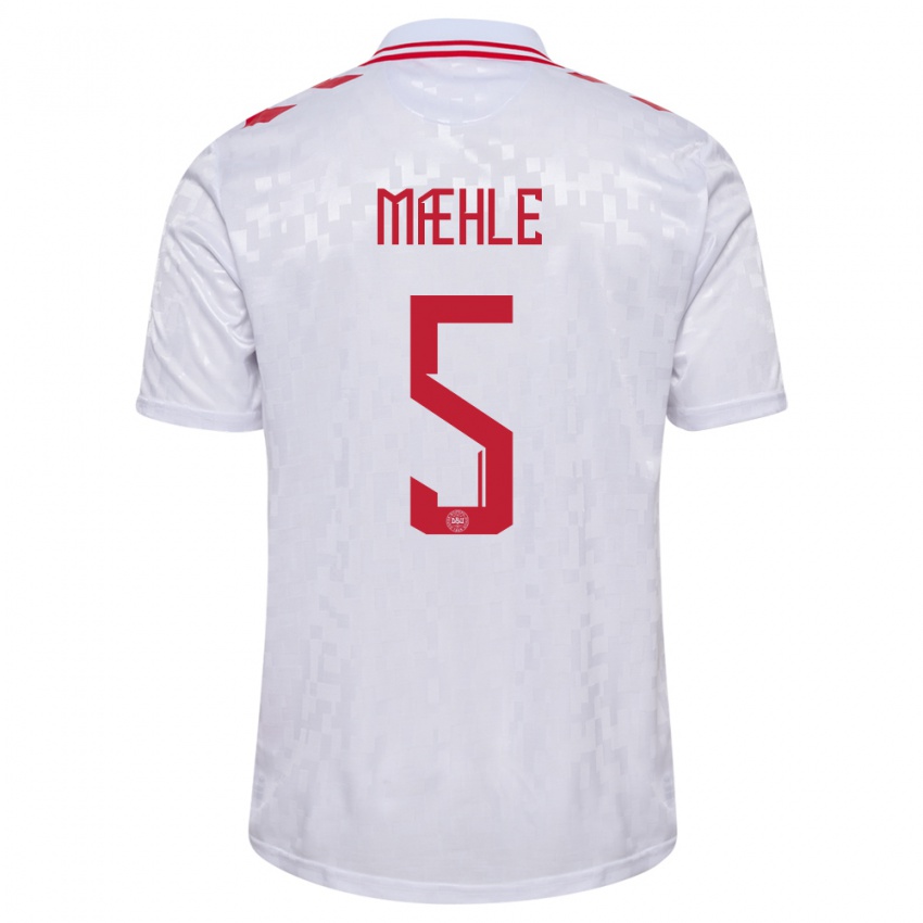 Femme Maillot Danemark Joakim Maehle #5 Blanc Tenues Extérieur 24-26 T-Shirt Suisse