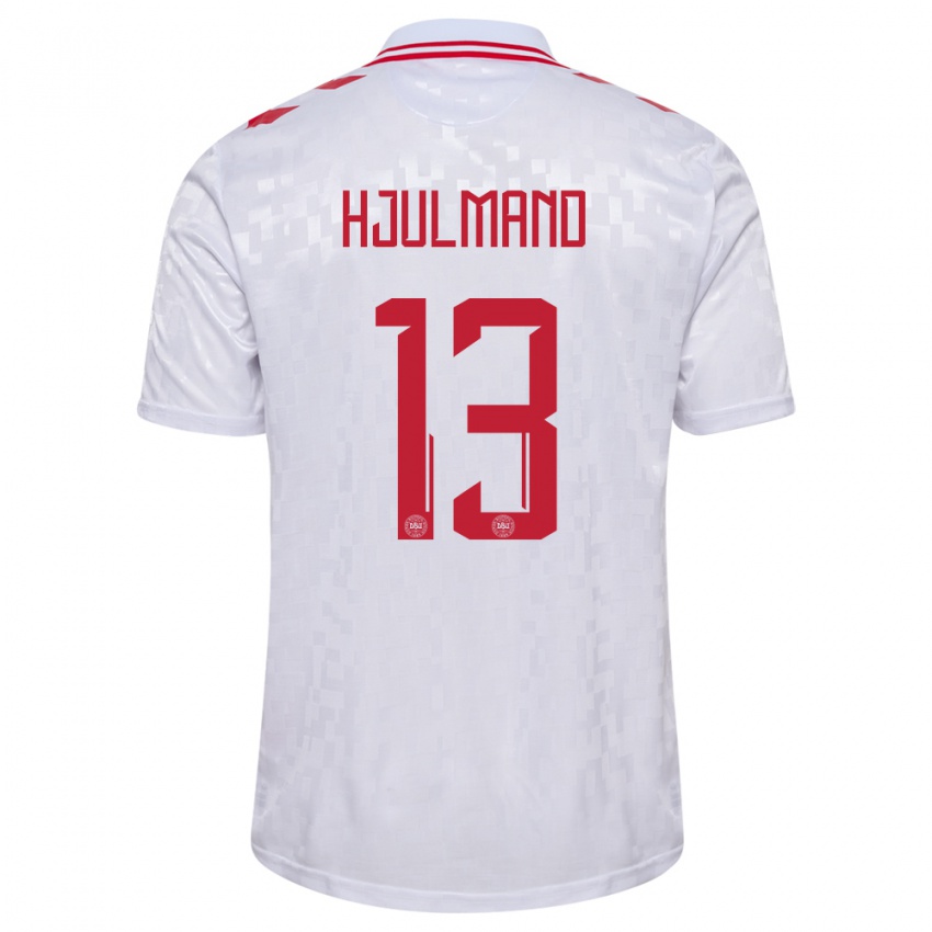 Damen Dänemark Morten Hjulmand #13 Weiß Auswärtstrikot Trikot 24-26 T-Shirt Schweiz