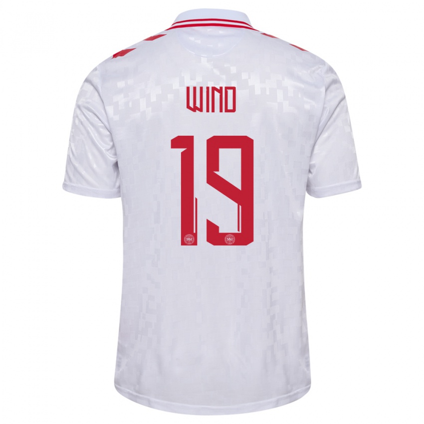 Damen Dänemark Jonas Wind #19 Weiß Auswärtstrikot Trikot 24-26 T-Shirt Schweiz