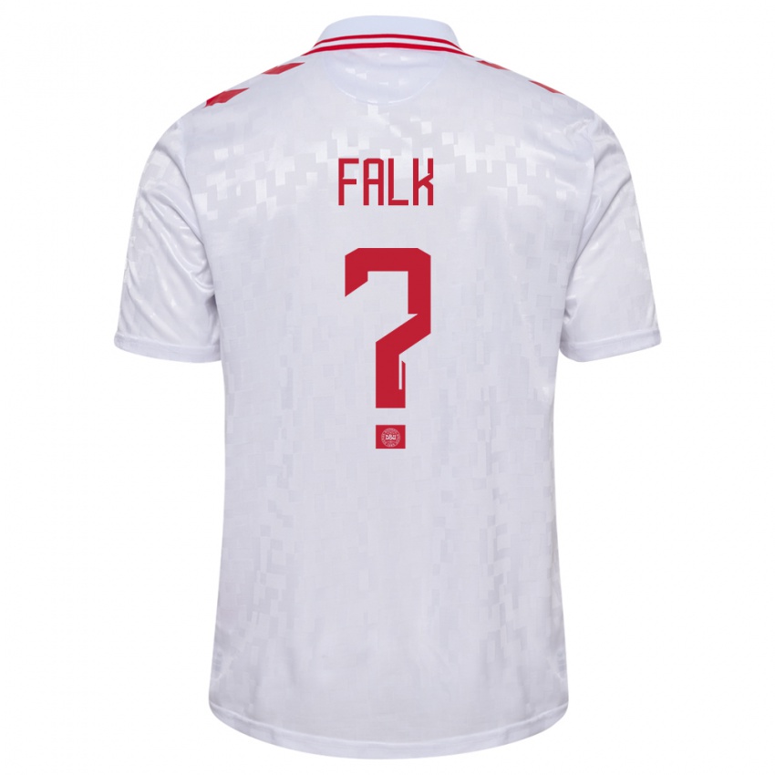 Damen Dänemark Lukas Falk #0 Weiß Auswärtstrikot Trikot 24-26 T-Shirt Schweiz
