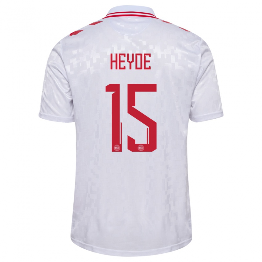 Damen Dänemark Malte Heyde #15 Weiß Auswärtstrikot Trikot 24-26 T-Shirt Schweiz