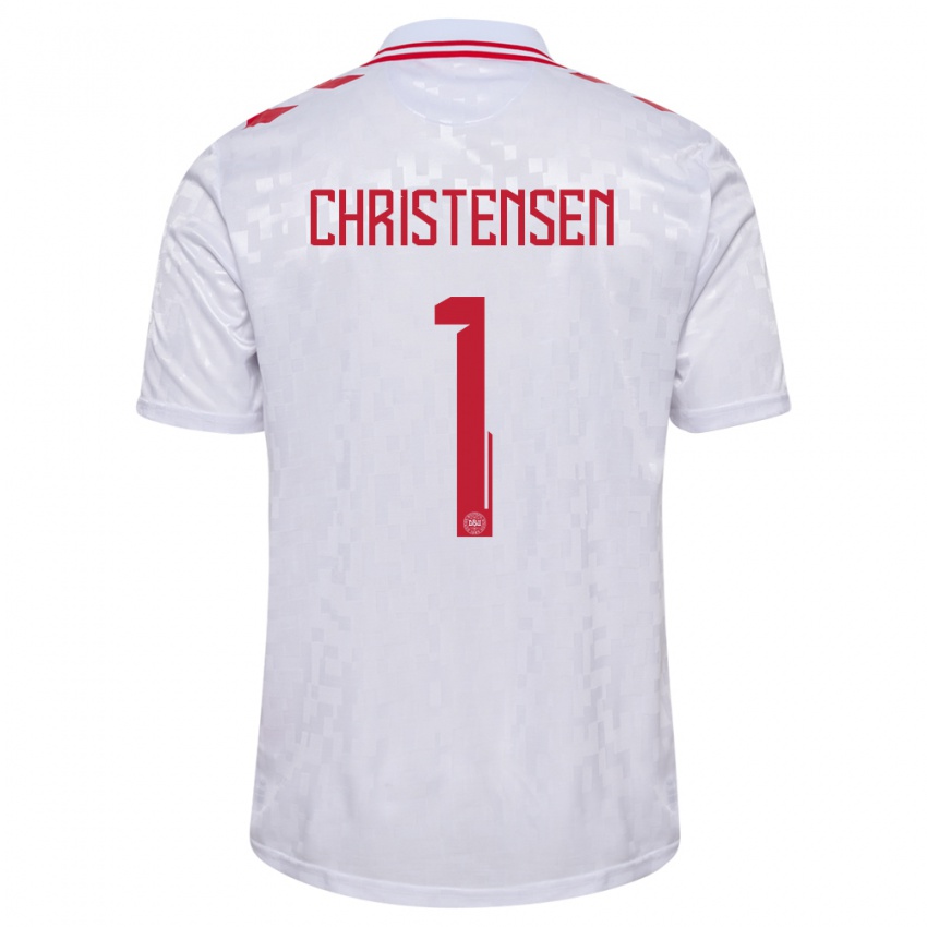Damen Dänemark Lene Christensen #1 Weiß Auswärtstrikot Trikot 24-26 T-Shirt Schweiz