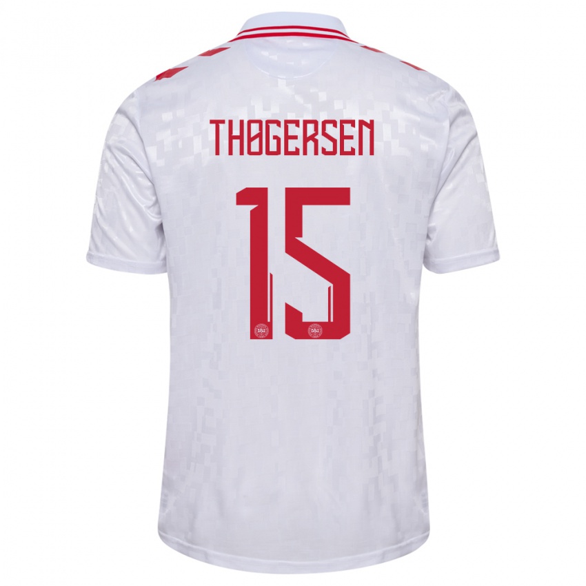 Damen Dänemark Frederikke Thøgersen #15 Weiß Auswärtstrikot Trikot 24-26 T-Shirt Schweiz