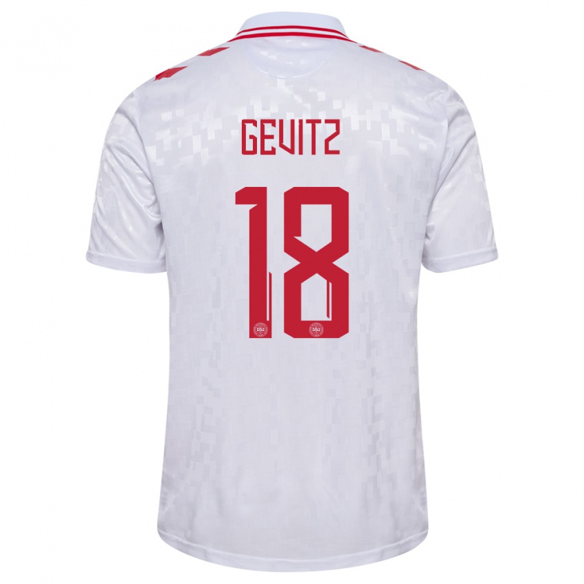 Damen Dänemark Luna Gevitz #18 Weiß Auswärtstrikot Trikot 24-26 T-Shirt Schweiz