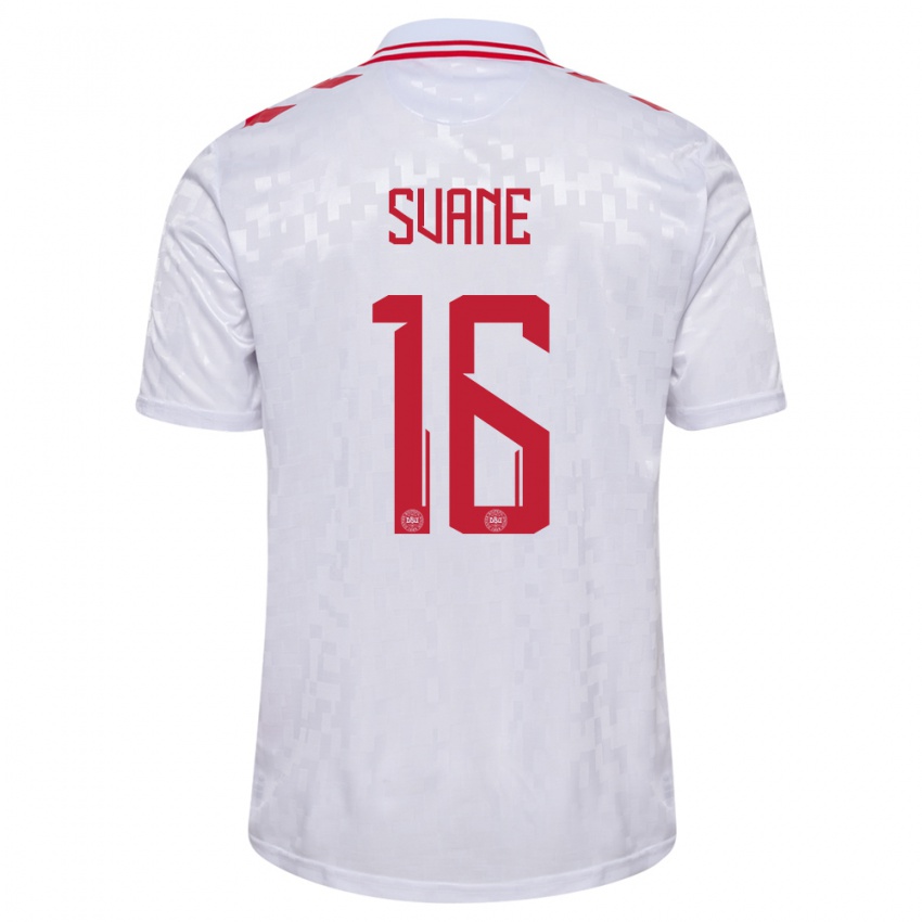 Damen Dänemark Katrine Svane #16 Weiß Auswärtstrikot Trikot 24-26 T-Shirt Schweiz