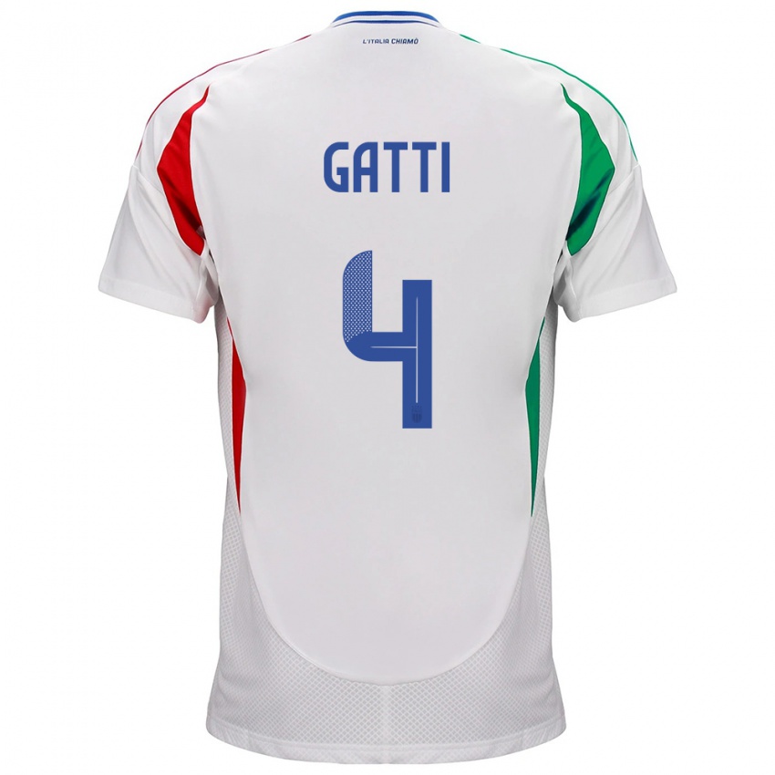 Damen Italien Federico Gatti #4 Weiß Auswärtstrikot Trikot 24-26 T-Shirt Schweiz