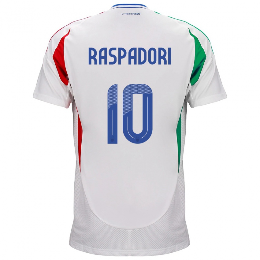 Damen Italien Giacomo Raspadori #10 Weiß Auswärtstrikot Trikot 24-26 T-Shirt Schweiz