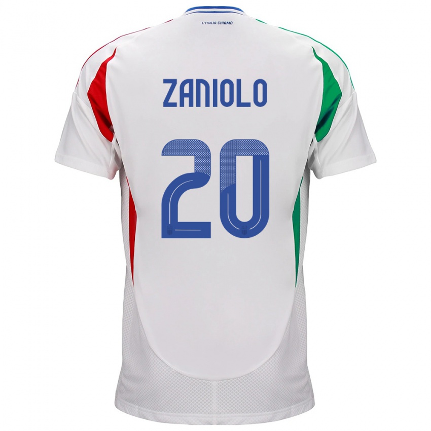 Damen Italien Nicolò Zaniolo #20 Weiß Auswärtstrikot Trikot 24-26 T-Shirt Schweiz