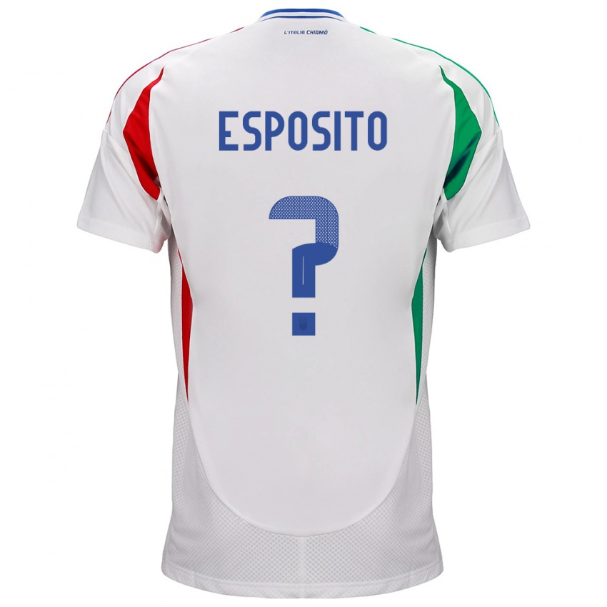 Damen Italien Francesco Pio Esposito #0 Weiß Auswärtstrikot Trikot 24-26 T-Shirt Schweiz