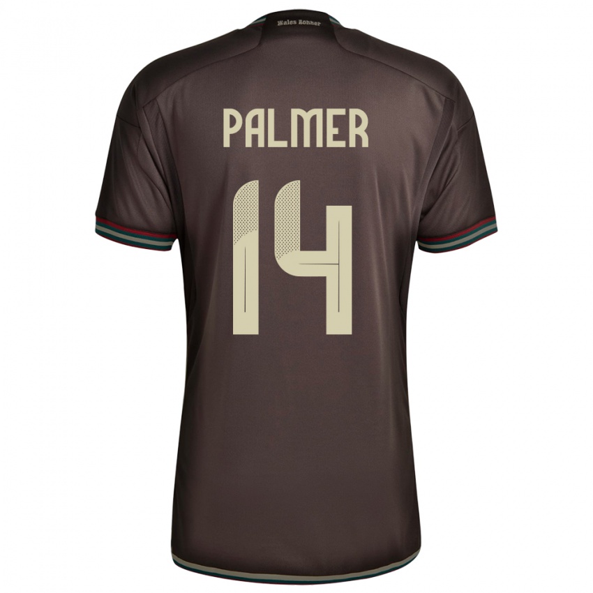 Femme Maillot Jamaïque Kasey Palmer #14 Brun Nuit Tenues Extérieur 24-26 T-Shirt Suisse