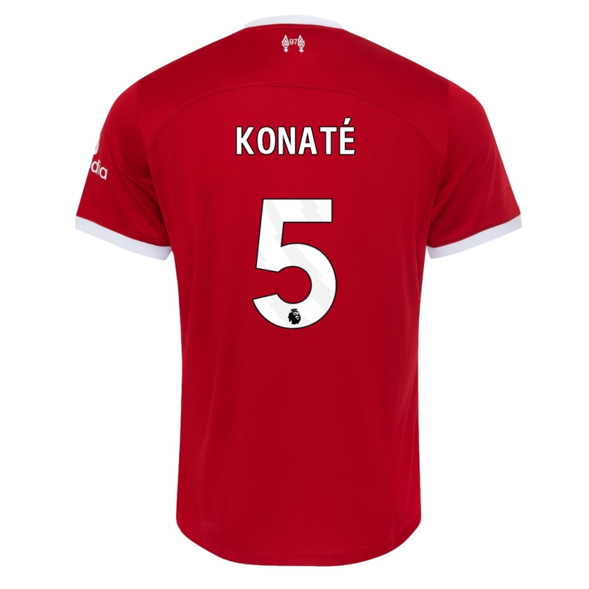 Enfant Maillot Ibrahima Konaté #5 Rouge Tenues Domicile 2023/24 T-Shirt Suisse
