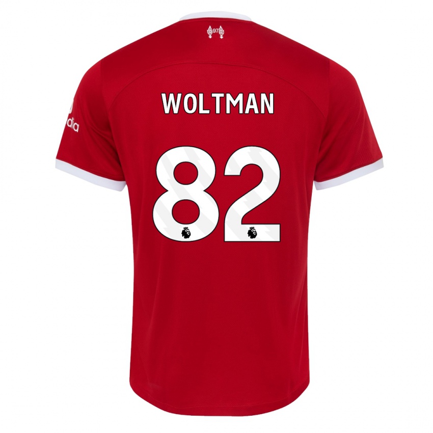 Enfant Maillot Max Woltman #82 Rouge Tenues Domicile 2023/24 T-Shirt Suisse