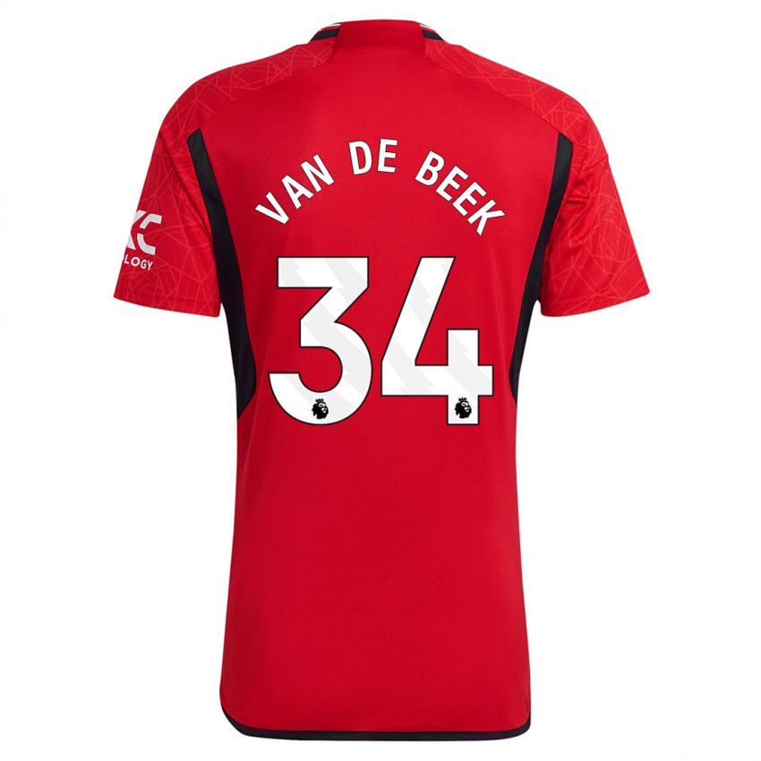 Enfant Maillot Donny Van De Beek #34 Rouge Tenues Domicile 2023/24 T-Shirt Suisse