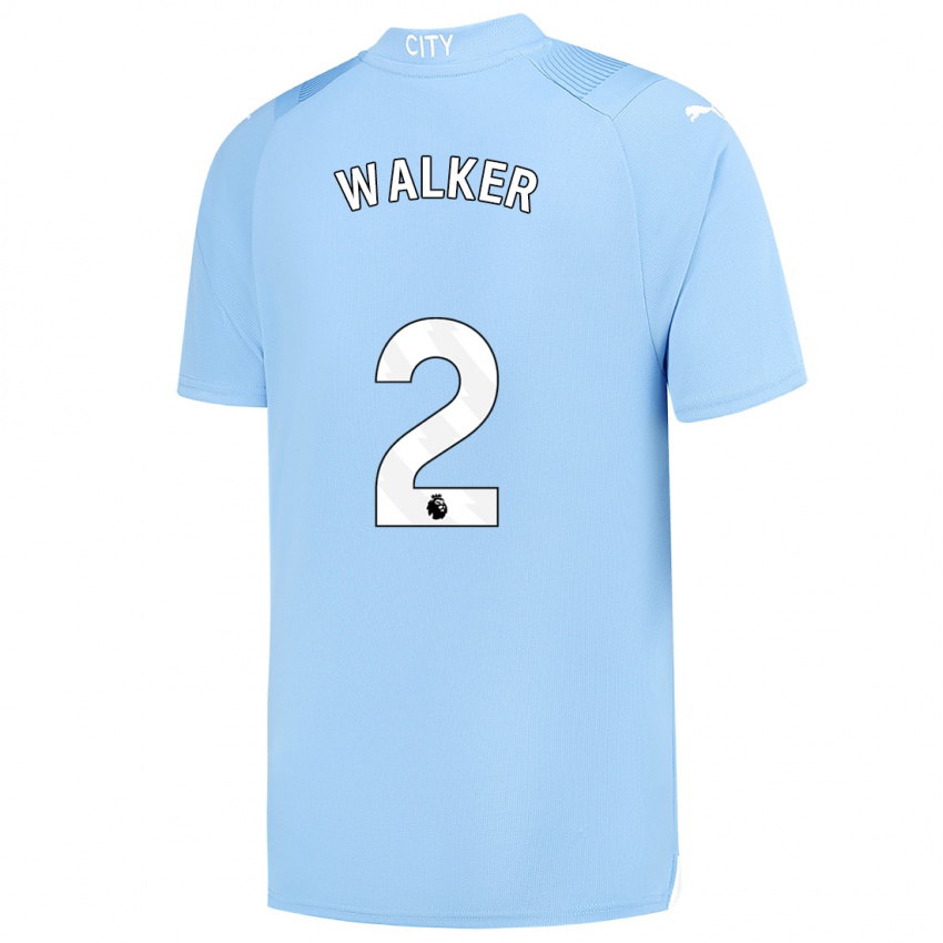 Enfant Maillot Kyle Walker #2 Bleu Clair Tenues Domicile 2023/24 T-Shirt Suisse