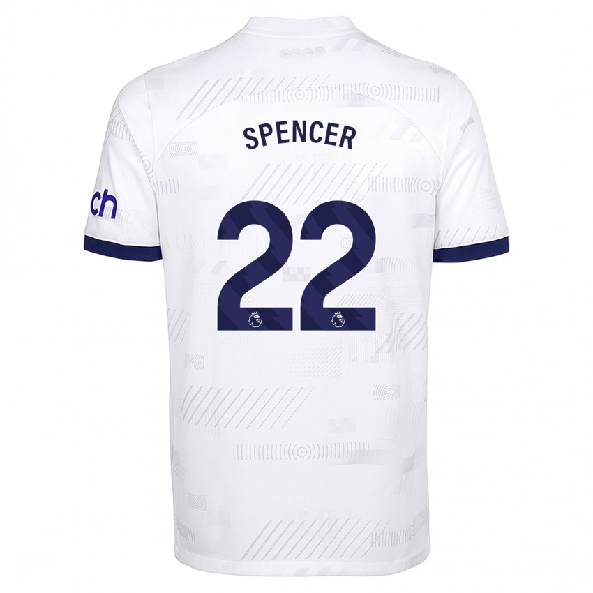 Enfant Maillot Rebecca Spencer #22 Blanc Tenues Domicile 2023/24 T-Shirt Suisse