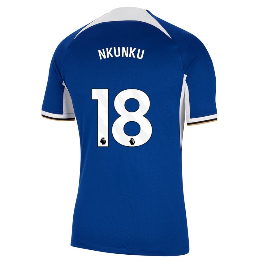 Enfant Maillot Christopher Nkunku #18 Bleu Tenues Domicile 2023/24 T-Shirt Suisse