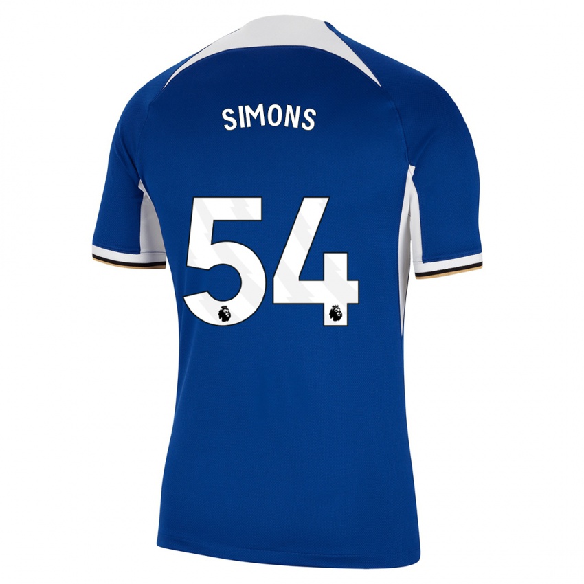 Enfant Maillot Xavier Simons #54 Bleu Tenues Domicile 2023/24 T-Shirt Suisse