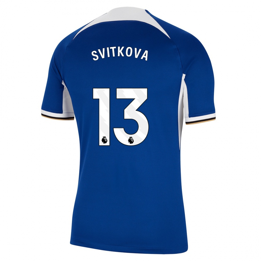 Enfant Maillot Katerina Svitkova #13 Bleu Tenues Domicile 2023/24 T-Shirt Suisse