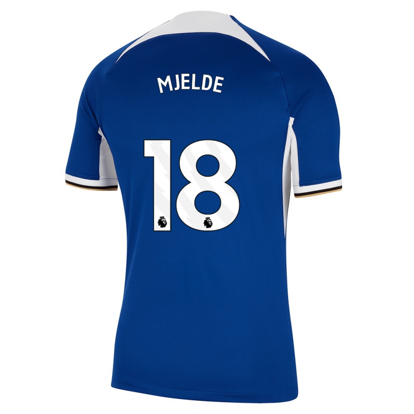 Enfant Maillot Maren Mjelde #18 Bleu Tenues Domicile 2023/24 T-Shirt Suisse
