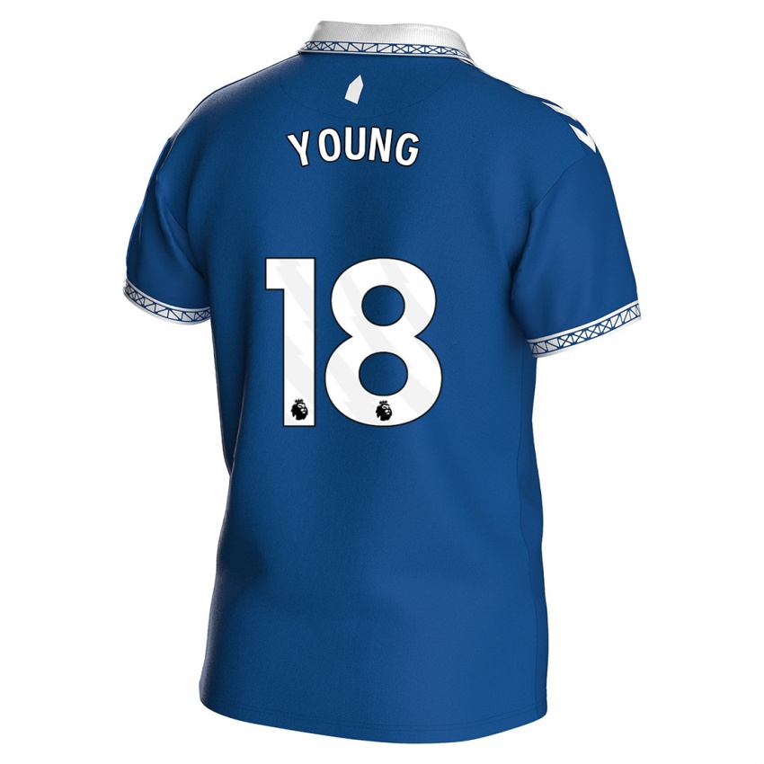 Enfant Maillot Ashley Young #18 Bleu Royal Tenues Domicile 2023/24 T-Shirt Suisse