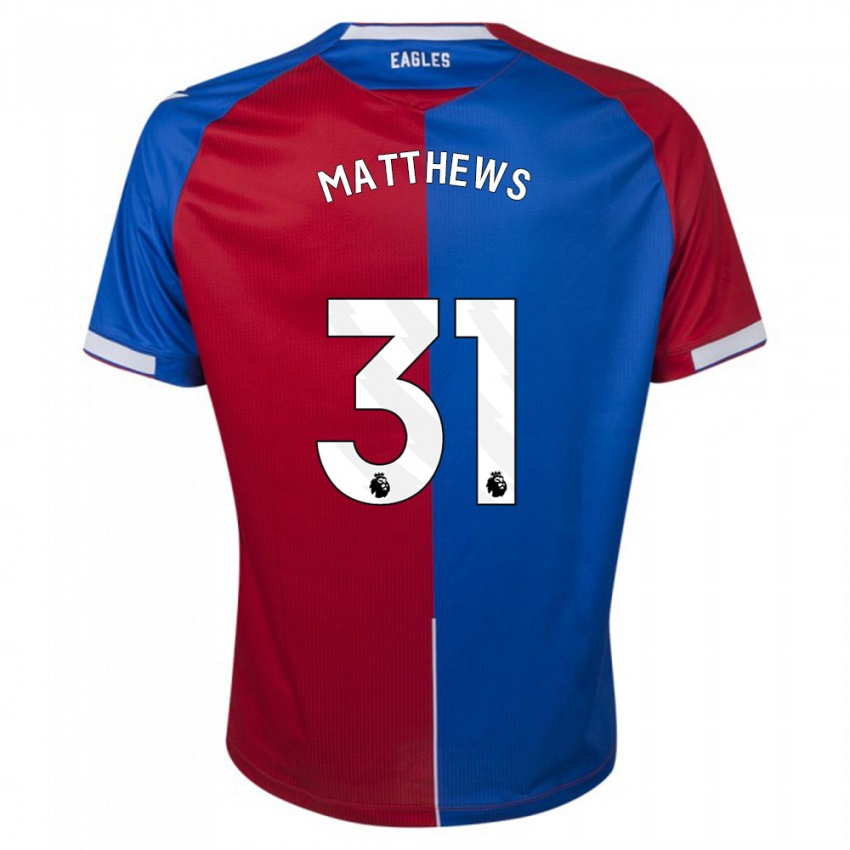 Enfant Maillot Remi Matthews #31 Rouge Bleu Tenues Domicile 2023/24 T-Shirt Suisse