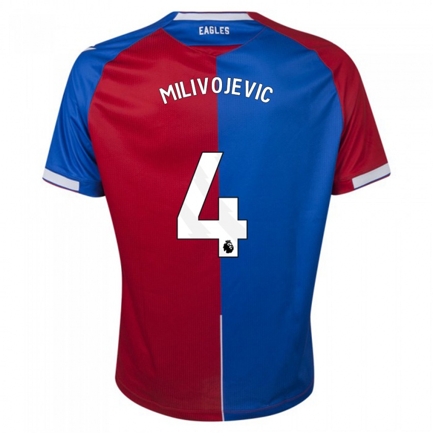 Enfant Maillot Luka Milivojevic #4 Rouge Bleu Tenues Domicile 2023/24 T-Shirt Suisse